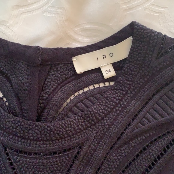 IRO FR38 knee length dark navy embroidered cotton dress in excellent condition - Picture 4 of 5